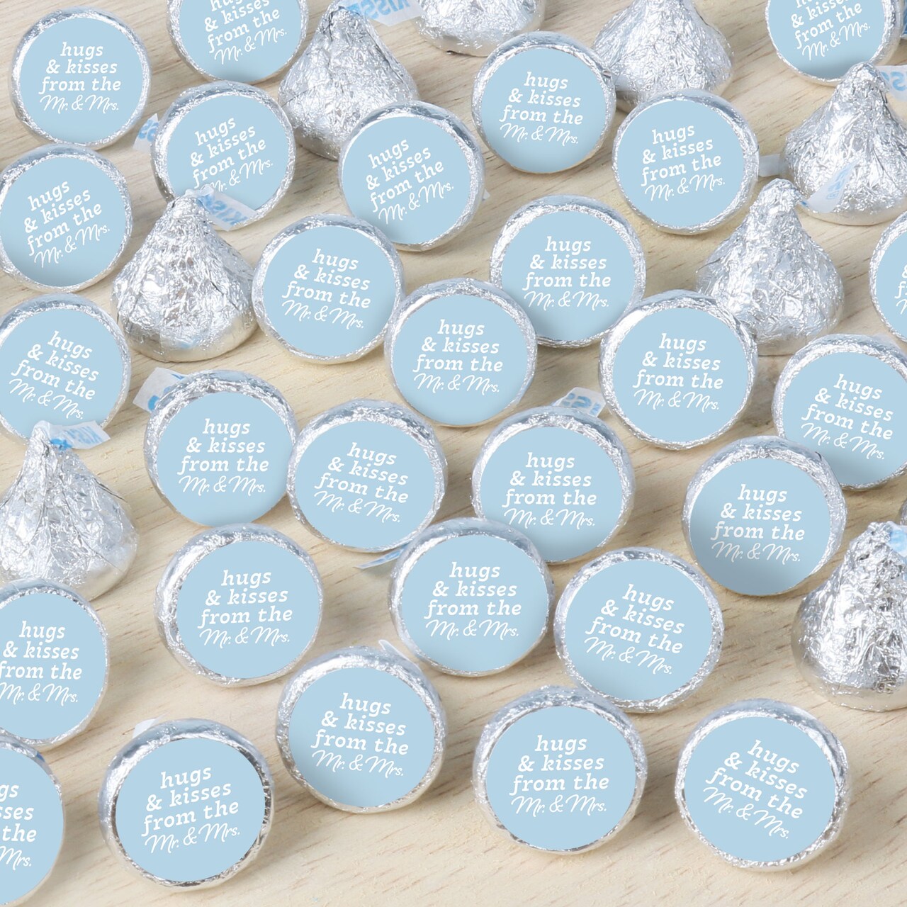 Big Dot of Happiness Dusty Blue Wedding Candy Stickers, Mr & Mrs Wedding Guest Favors, Party Favor Labels, Small Round Candy Stickers - 324 Count